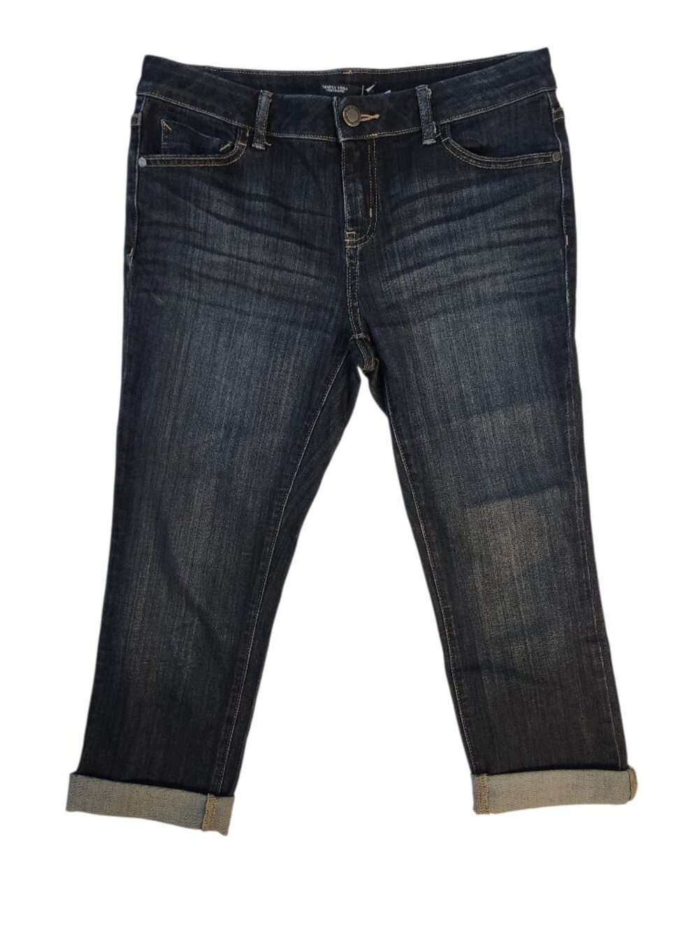 Simply Vera Vera Wang Jeans Capri Dark Blue Women's Size 10P Roll Cuff Denim